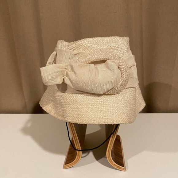 Vintage White Cream Summer‎ Bucket Hat Belted Style Elegant Retro Chic main image 7